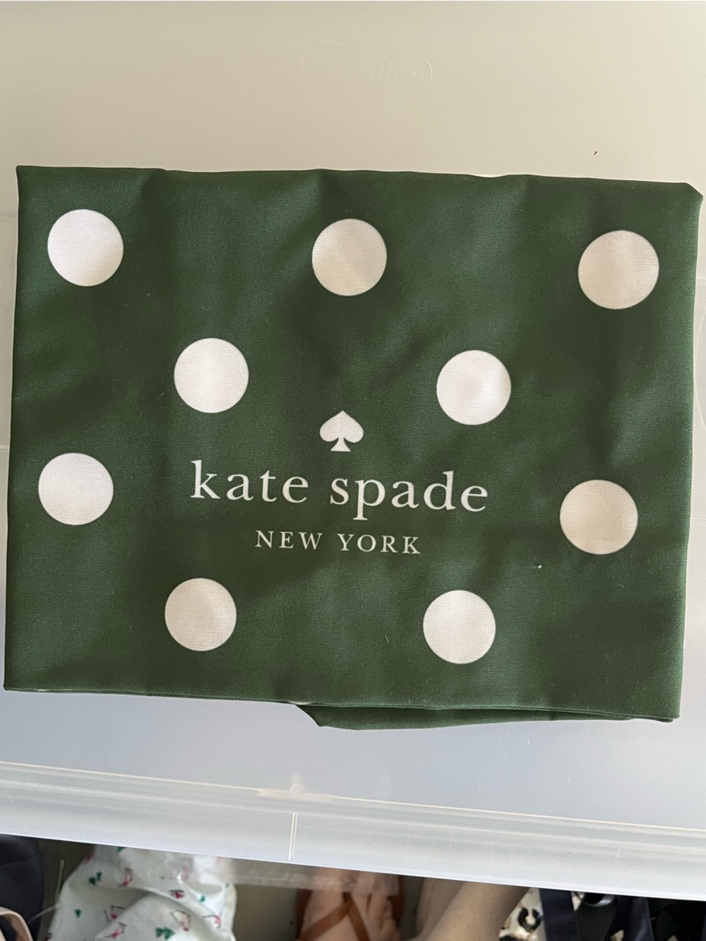Kate Spade Dark Green and White Polka Dot Tote